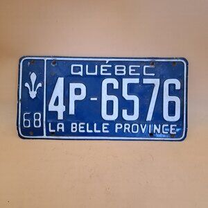 1968 Quebec Licence Plate